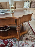 2pc. cherry wood coffee table cocktail sofa side end stand den livingroom family