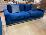 Sofa with accent chair blue fabric upholstered