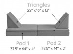 Gray Child foam couch sofa modular different positions