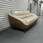 FREE DELIVERY - NEW Makena Leather Sofa - Beige/Brown