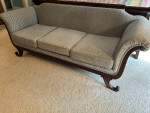 Recovered Federal Duncan Phyfe Sofa - green & cream - 80”