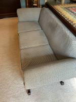 Recovered Federal Duncan Phyfe Sofa - green & cream - 80”
