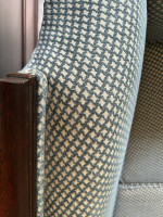 Recovered Federal Duncan Phyfe Sofa - green & cream - 80”