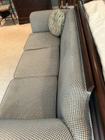 Recovered Federal Duncan Phyfe Sofa - green & cream - 80”