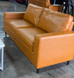 Evedy Modern Loveseat PU Leather Upholstered Sofa Brown