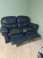Blue Leather Couch / Sofa Recliner and Love Seat Recliner