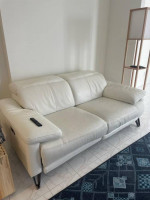 White leather recliner sofa, white couch. sectional. White furniture interior de