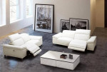 White leather recliner sofa, white couch. sectional. White furniture interior de