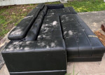 Black leather sofa