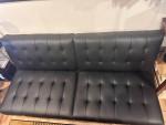 Twin 71'' Wide Faux Leather Tufted Back Convertible Sofa