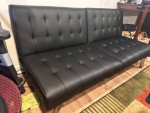 Twin 71'' Wide Faux Leather Tufted Back Convertible Sofa