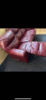 reclining red LEATHER SOFA