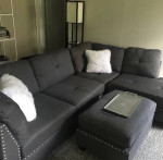 L shape sectional sofa couch with ottoman