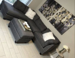 L shape sectional sofa couch with ottoman