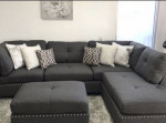 L shape sectional sofa couch with ottoman