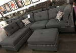 L shape sectional sofa couch with ottoman