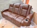 NEW Ashley Brown Power Reclining Leather Sofa with Massage