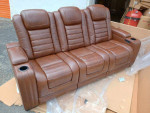 NEW Ashley Brown Power Reclining Leather Sofa with Massage