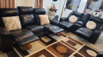 Leather reclining living room sofa set