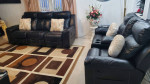 Leather reclining living room sofa set