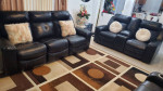 Leather reclining living room sofa set