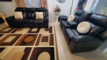 Leather reclining living room sofa set