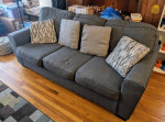 Gray Linen-Weave Sofa (w/ cushions)