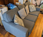 Gray Linen-Weave Sofa (w/ cushions)