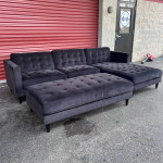 Charcoal Gray Sectional Sofa w Oversized Ottoman 🚛Delivery Available