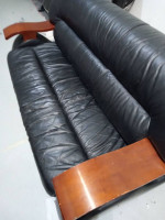 Orren Ellis leather sofa 77in