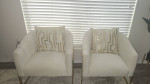 Ivory pullout Sofa Bed and 2 Barrel chairs