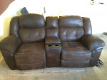 Plush Leather Console Reclinig Loveseat Sofa