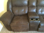 Plush Leather Console Reclinig Loveseat Sofa