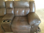 Plush Leather Console Reclinig Loveseat Sofa