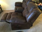 Plush Leather Console Reclinig Loveseat Sofa