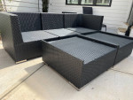 Ohana outdoor wicker sofa with chair and ottomans
