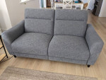 Power Reclining Grey Fabric Sofa / Loveseat / Couch - Excellent Condition
