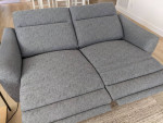 Power Reclining Grey Fabric Sofa / Loveseat / Couch - Excellent Condition