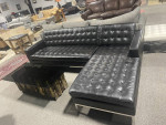 Kardiel Knoll Leather Tufted Sofa with Chaise