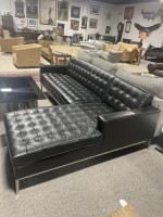 Kardiel Knoll Leather Tufted Sofa with Chaise