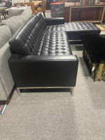 Kardiel Knoll Leather Tufted Sofa with Chaise