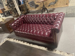 Hickory Leather Co Burgandy Leather Tufted Chesterfield Sofa