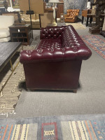 Hickory Leather Co Burgandy Leather Tufted Chesterfield Sofa