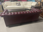 Hickory Leather Co Burgandy Leather Tufted Chesterfield Sofa