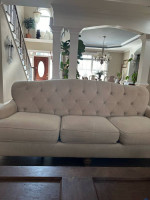 Linen cream, colored living room, sofa set with two chairs