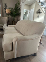 Linen cream, colored living room, sofa set with two chairs