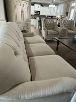 Linen cream, colored living room, sofa set with two chairs