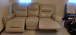 sofa, couch : Leather, reclining, light cream