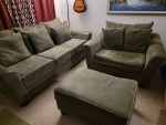 Sofa, loveseat, and ottoman