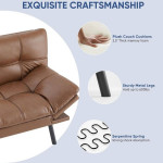 NEW! Leather Futon Couch/Sofa Memory Foam, Morden Convertible Sofa Bed